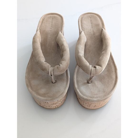 EUC Veronica Beard Geno Suede Platform Sandals Tan Beige US Size 9 - Picture 3 of 8